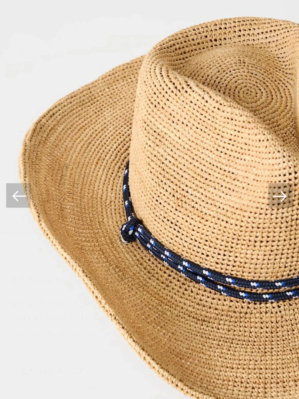 Aritzia Lasso Raffia Strap Cowboy Hat Sandy Beige/Admiral Size XS